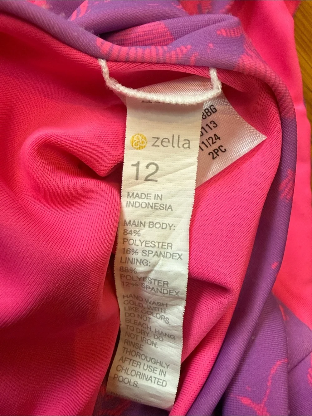 Zella Hot Pink and Lavender Two-Piece Swim Set